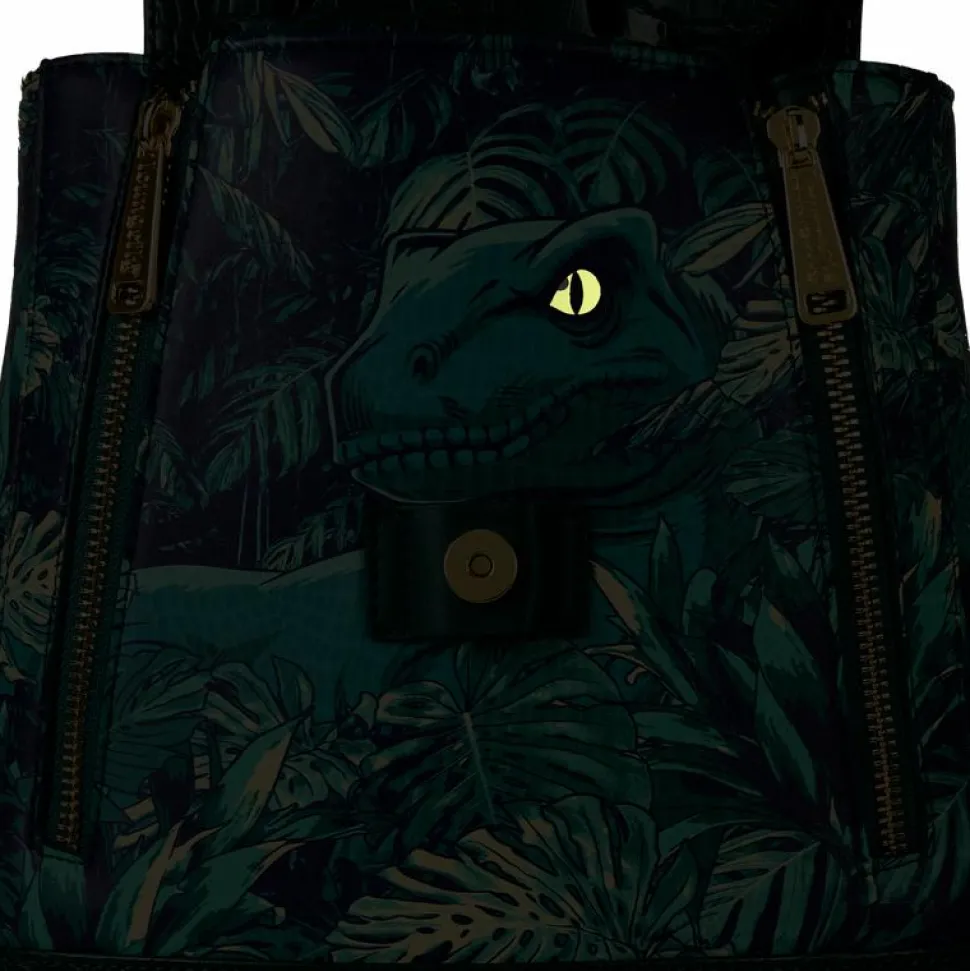 Jurassic World - Jungle Velociraptor Drawstring Glow in the Dark 10" Faux Leather Mini Backpack