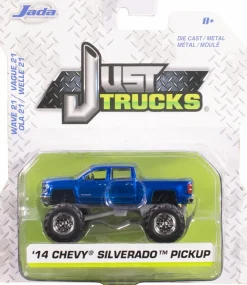 Just Trucks - Cobalt Blue 2014 Chevy Silverado Pickup 1/64th Scale Die-Cast Vehicle Replica (Wave 21)