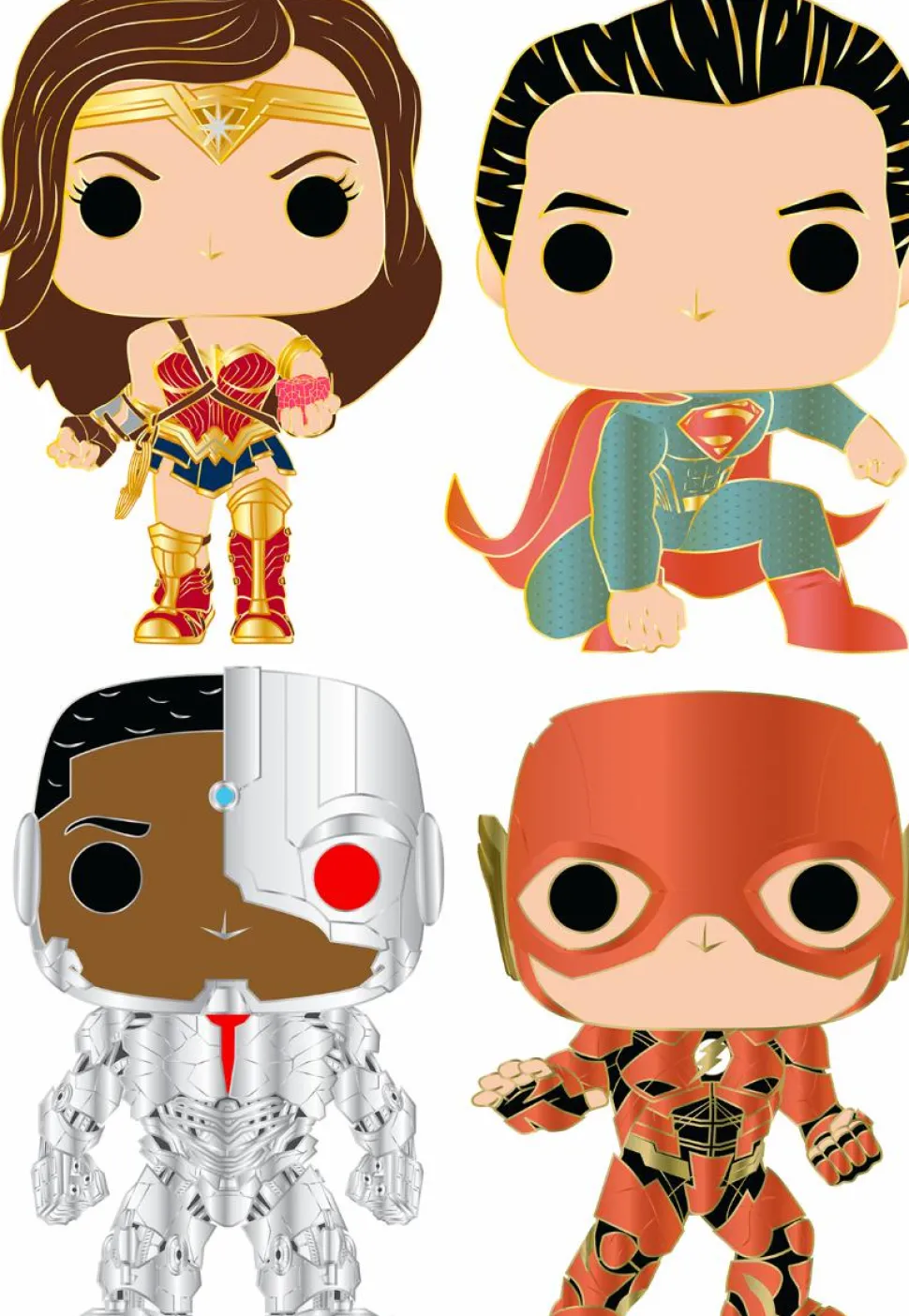 Justice League (2017) - Justice For All 4” Pop! Enamel Pin Bundle (Set of 4)