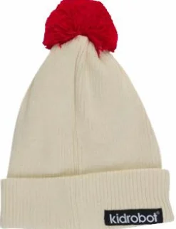 Kidrobot - Peek-A-Bot Beanie Natural White/Cream & Red
