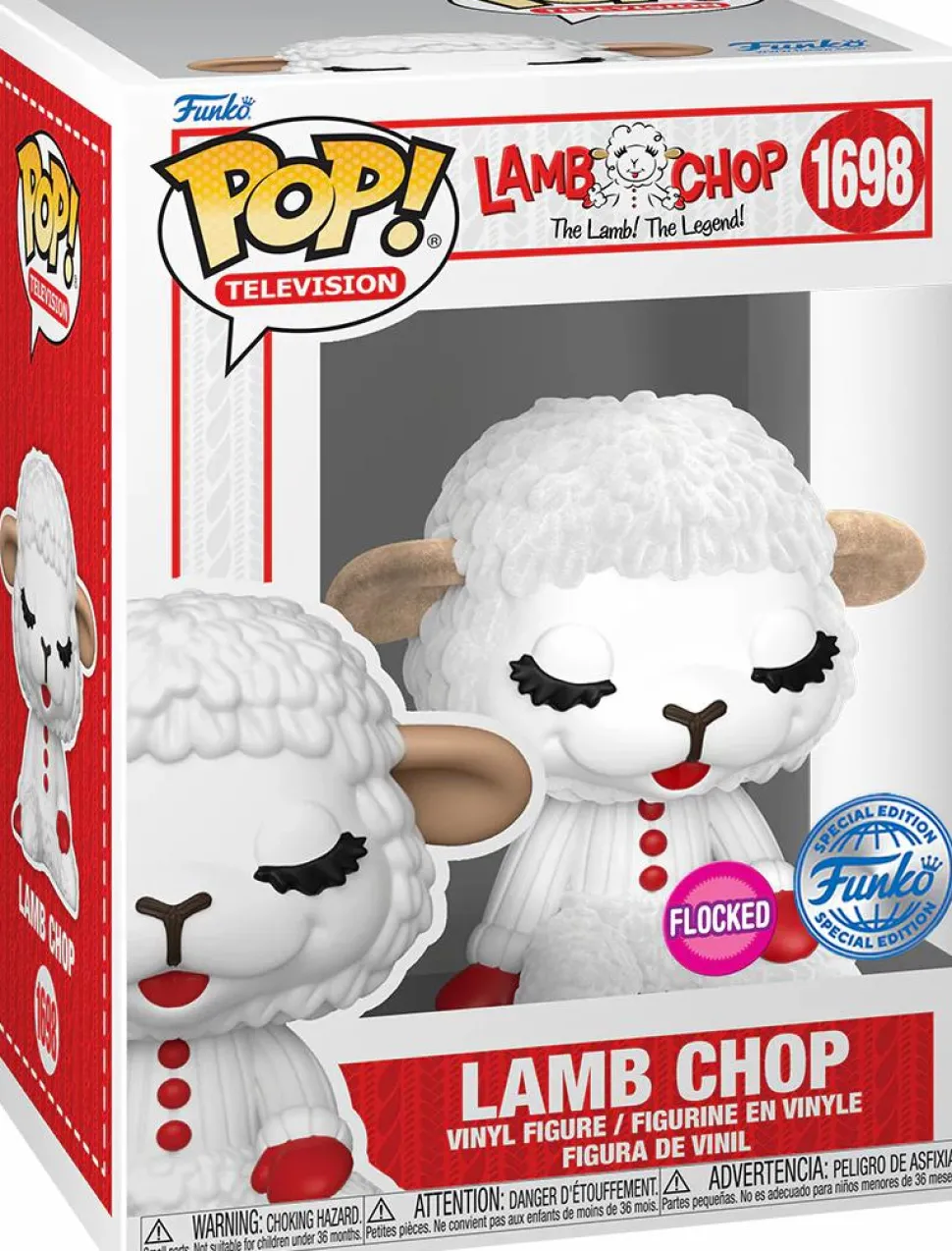 Lamb Chop - Lamb Chop Flocked Pop! Vinyl Figure in Acrylic Pop! Protector (Popcultcha Exclusive)
