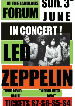 Led Zeppelin - In Concert! The Forum, Inglewood 1973 Art Print