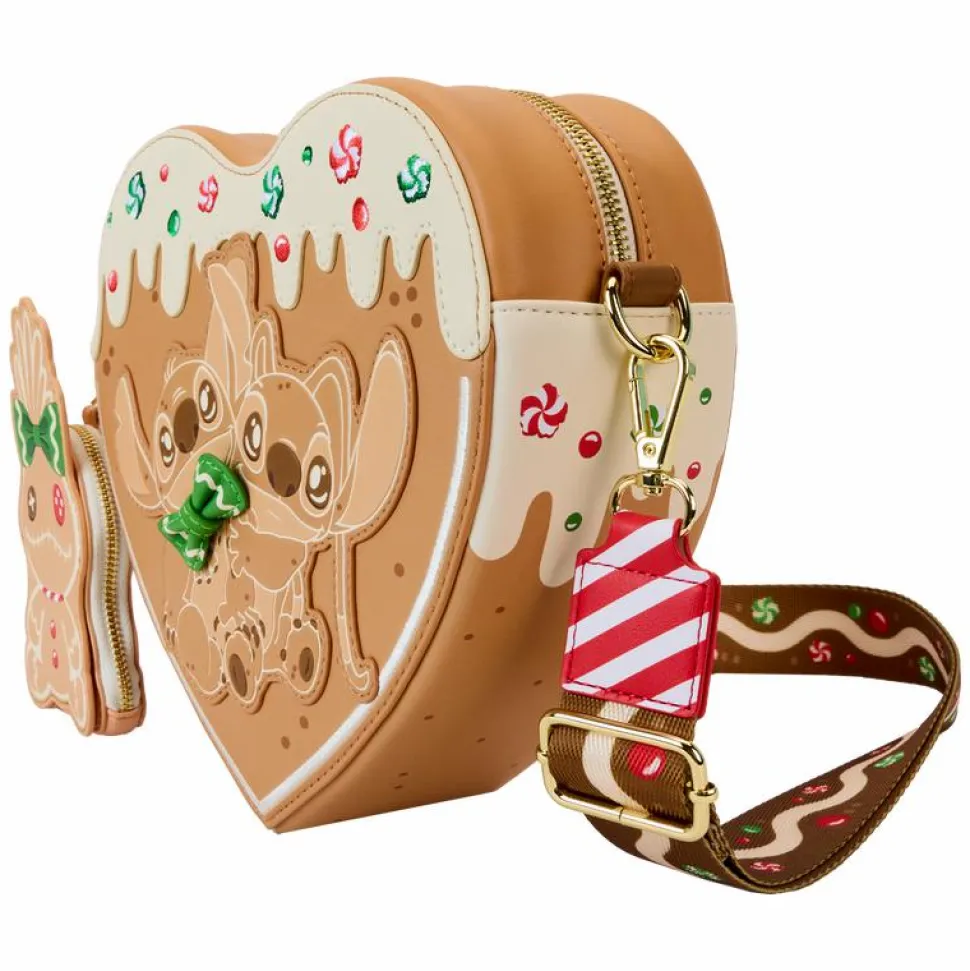 Lilo & Stitch - Angel & Stitch Gingerbread Heart Scented 8" Faux Leather Crossbody Bag with Coin Purse