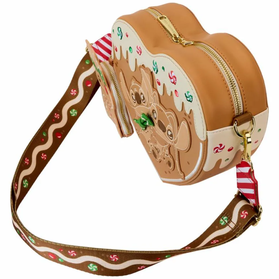 Lilo & Stitch - Angel & Stitch Gingerbread Heart Scented 8" Faux Leather Crossbody Bag with Coin Purse