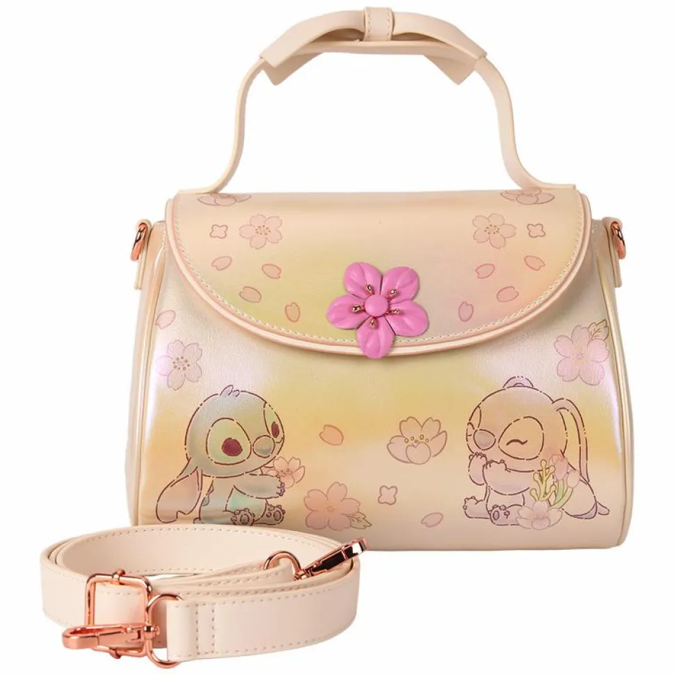 Lilo & Stitch - Cherry Blossom Bow Handle 10" Faux Leather Crossbody Bag