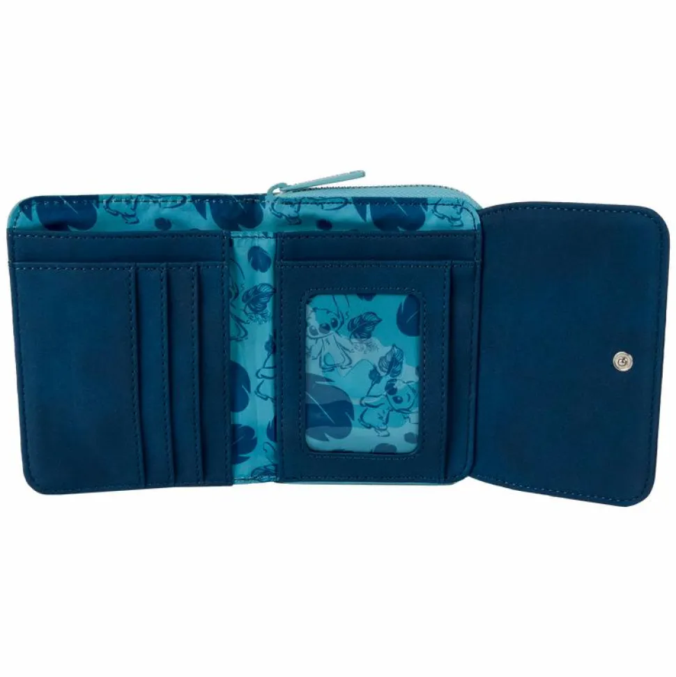Lilo & Stitch - Embroidered Woven 4" Faux Leather Trifold Wallet