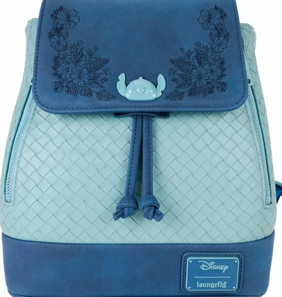 Lilo & Stitch - Embroidered Woven 10" Faux Leather Mini Backpack