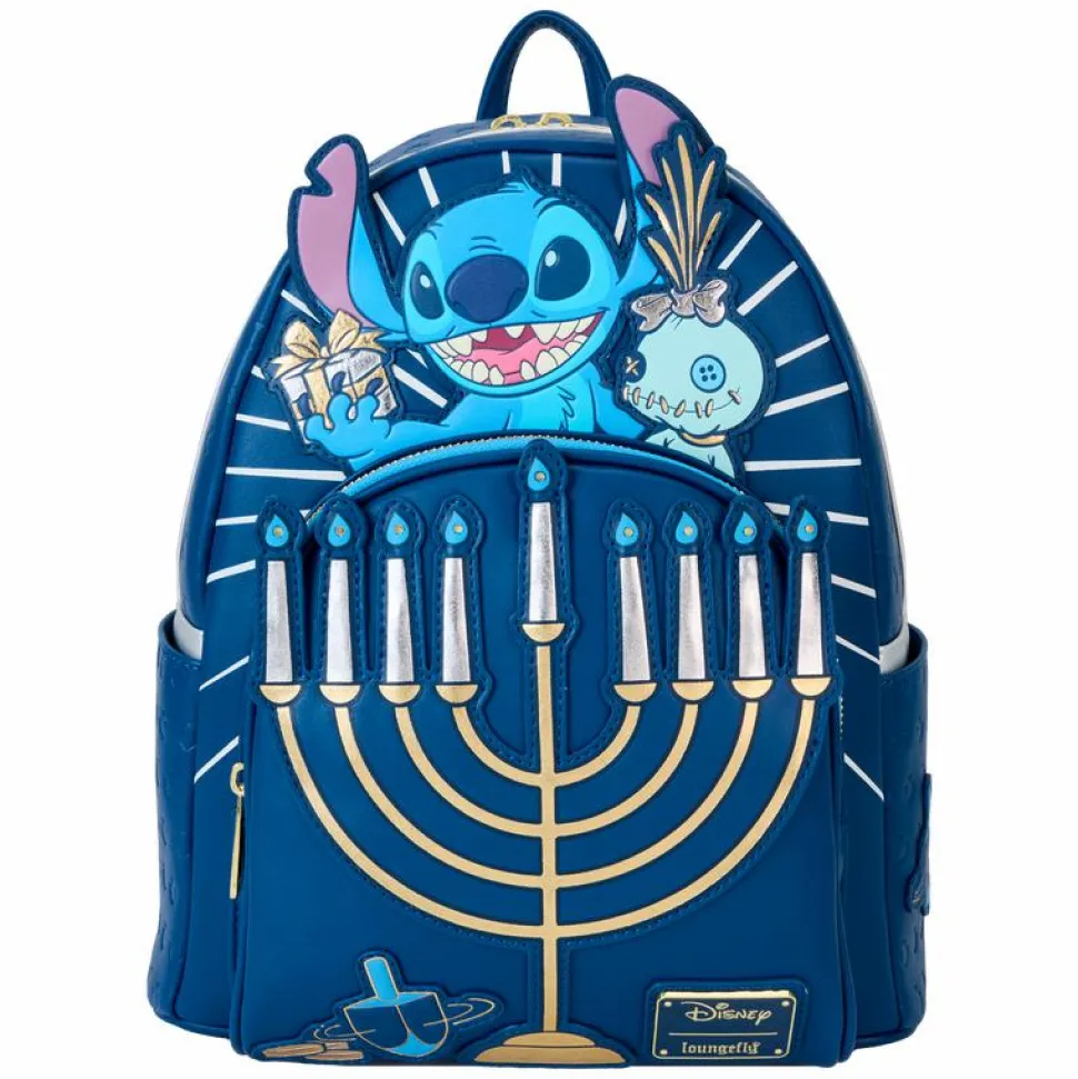 Lilo & Stitch - Stitch Hanukkah Menorah Light Up 10" Faux Leather Mini Backpack