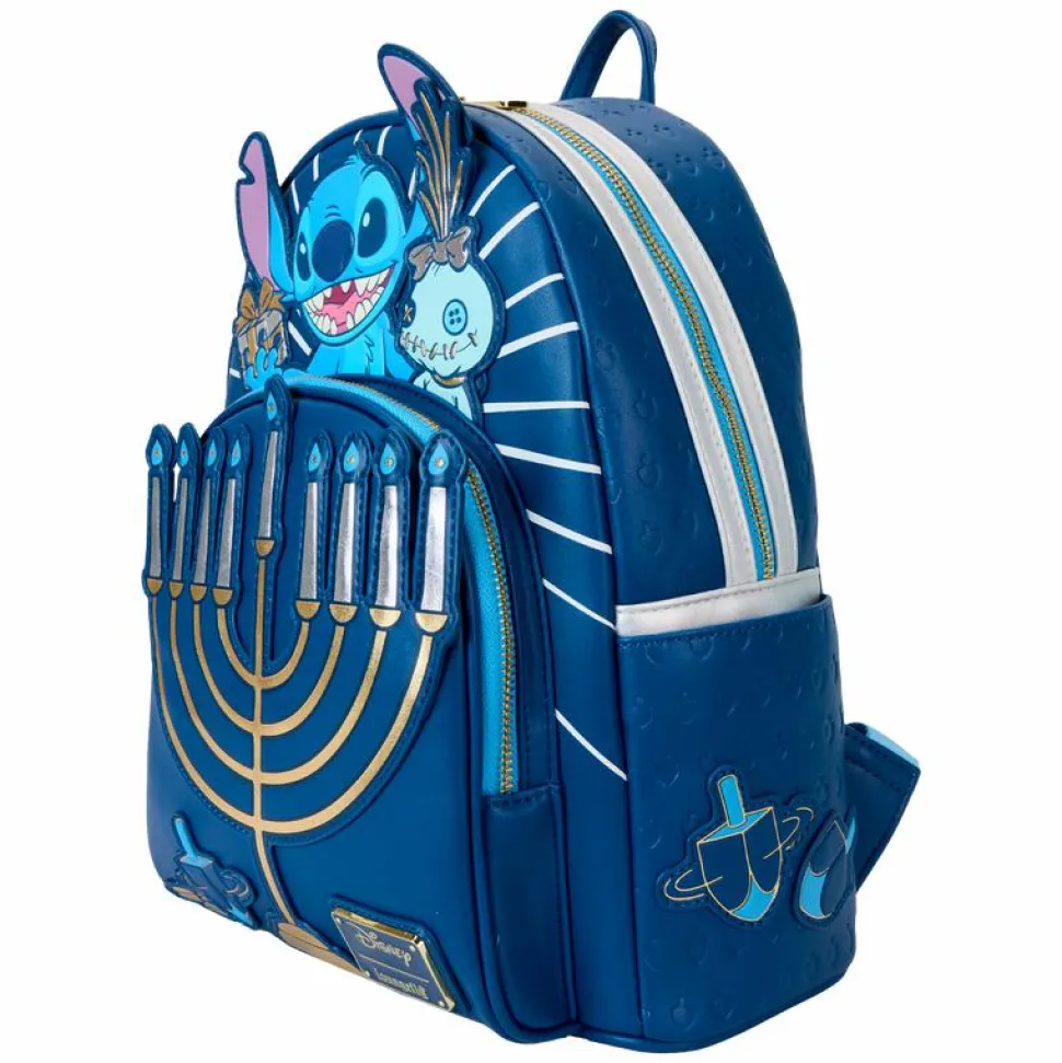 Lilo & Stitch - Stitch Hanukkah Menorah Light Up 10" Faux Leather Mini Backpack