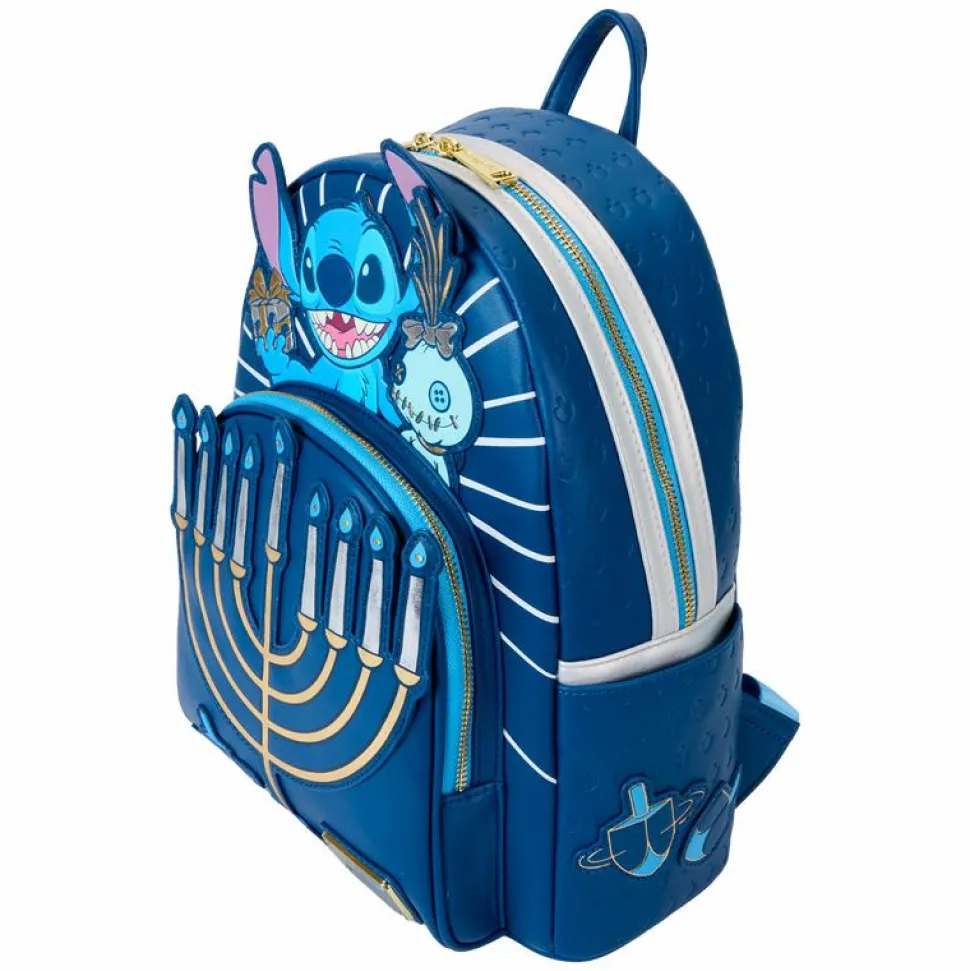 Lilo & Stitch - Stitch Hanukkah Menorah Light Up 10" Faux Leather Mini Backpack