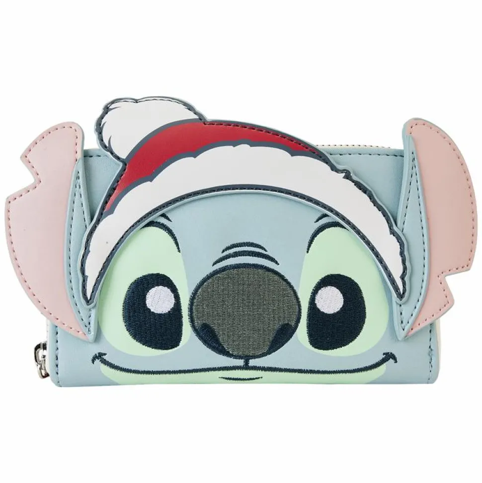Lilo & Stitch - Stitch Holiday Glitter 4" Faux Leather Zip-Around Wallet