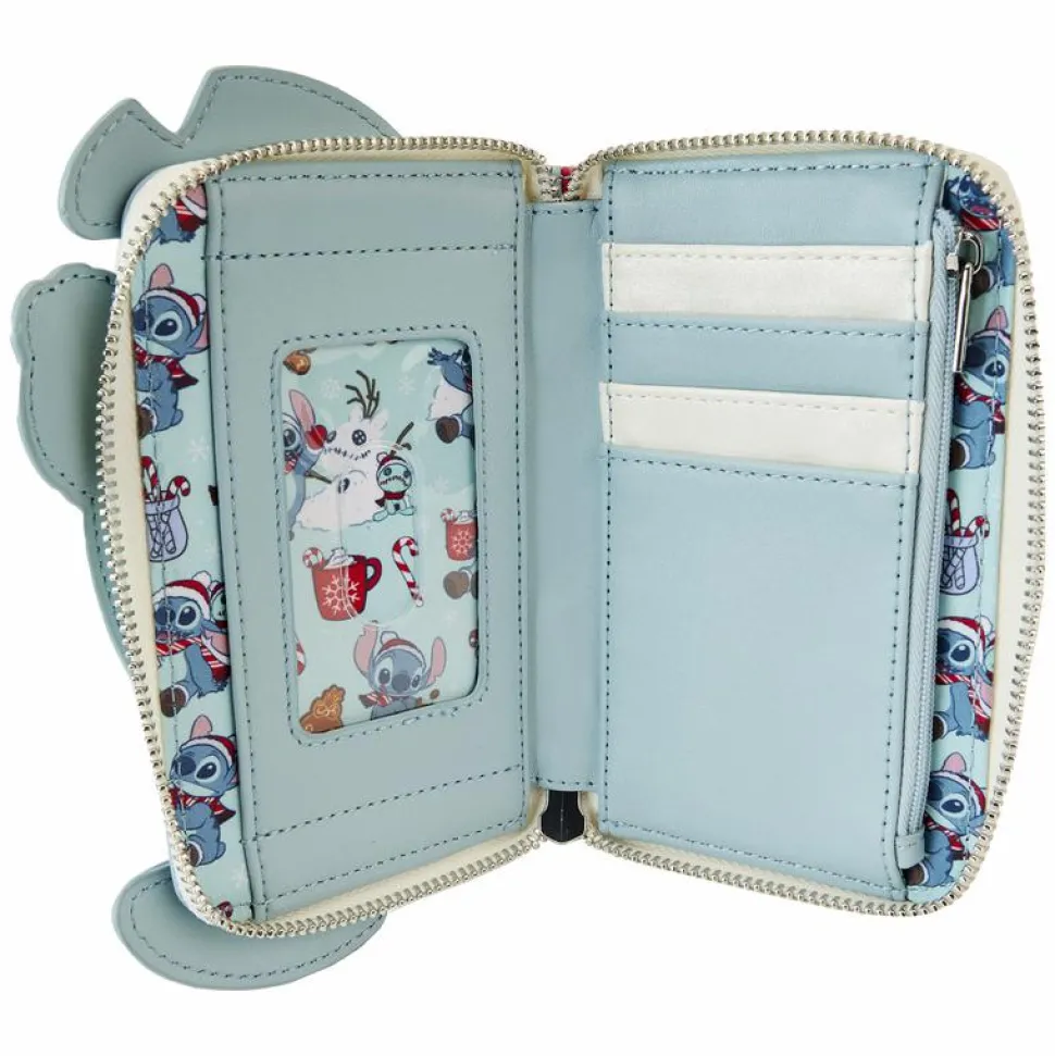 Lilo & Stitch - Stitch Holiday Glitter 4" Faux Leather Zip-Around Wallet