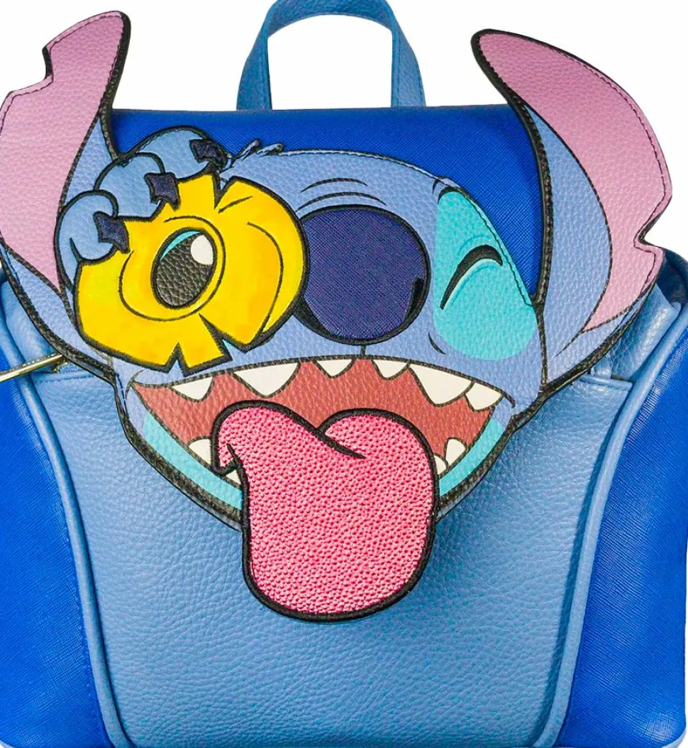 Lilo & Stitch - Stitch with Pineapple 11” Faux Leather Flap Mini Backpack