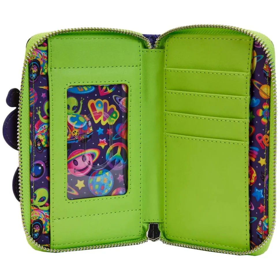 Lisa Frank - Cosmic Alien Ride Glow in the Dark 4” Faux Leather Zip-Around Wallet
