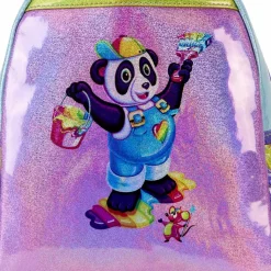 Lisa Frank - Holographic Glitter Color Block 10” Faux Leather Mini Backpack