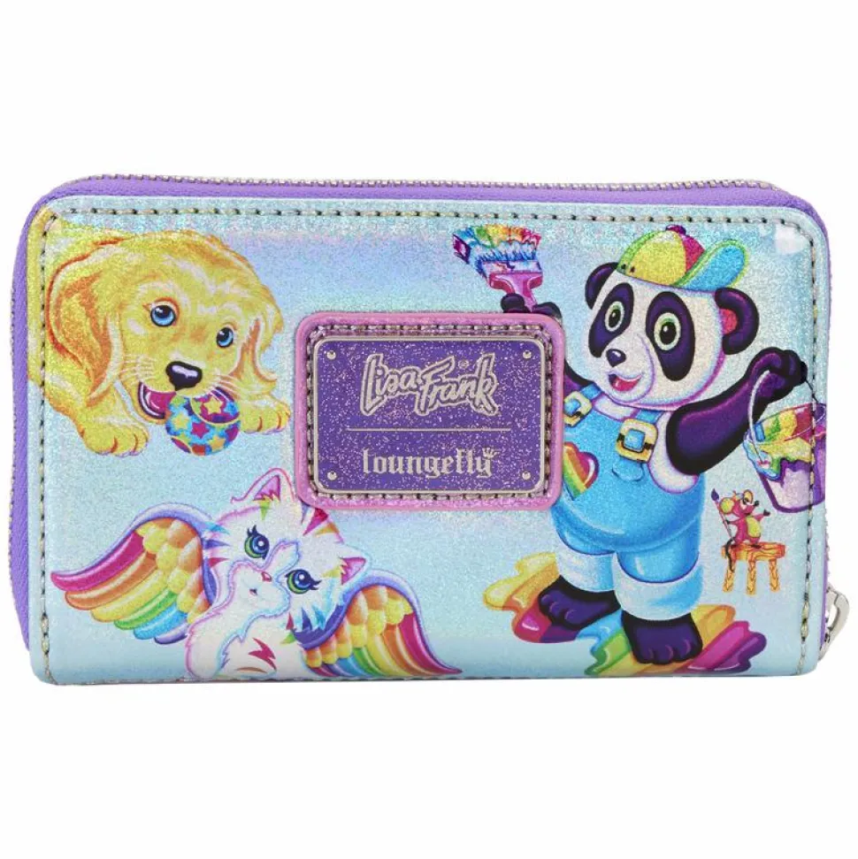 Lisa Frank - Holographic Glitter Color Block 4" Faux Leather Zip-Around Wallet