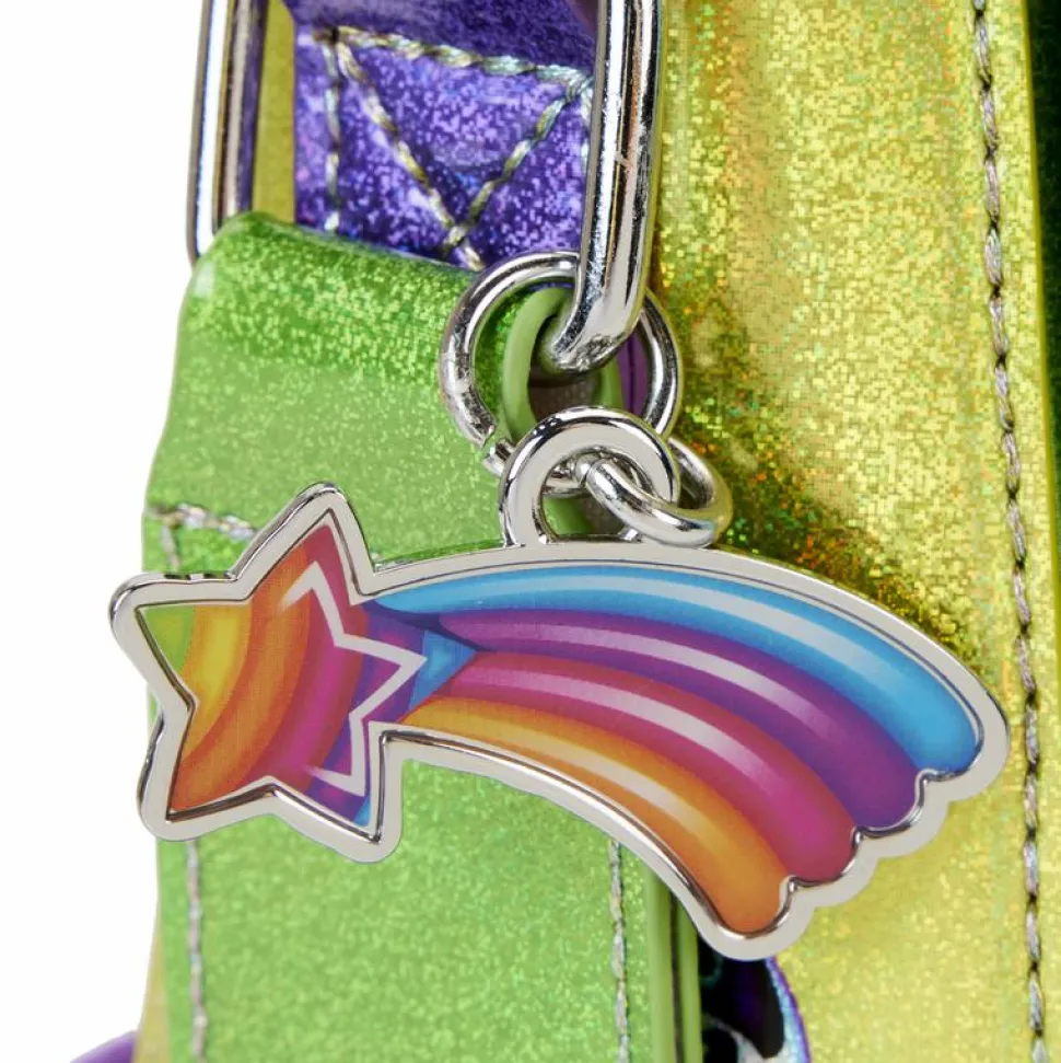 Lisa Frank - Holographic Glitter Color Block 5" Faux Leather Crossbody Bag