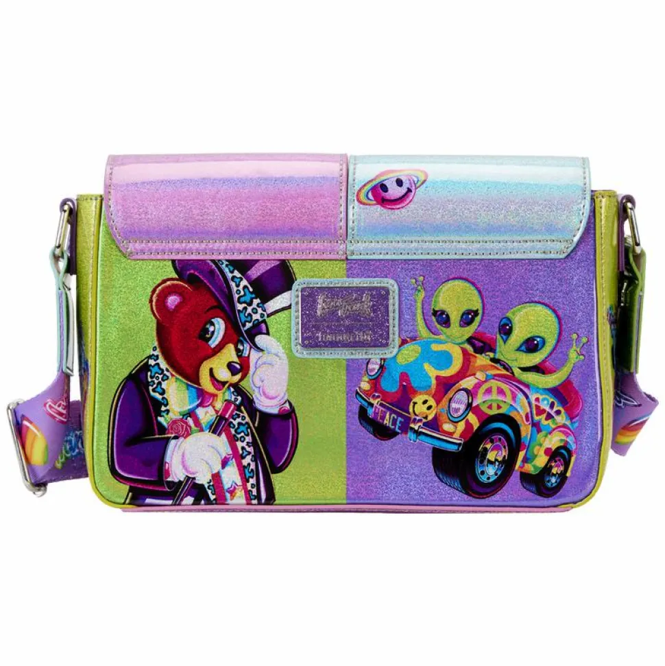 Lisa Frank - Holographic Glitter Color Block 5" Faux Leather Crossbody Bag