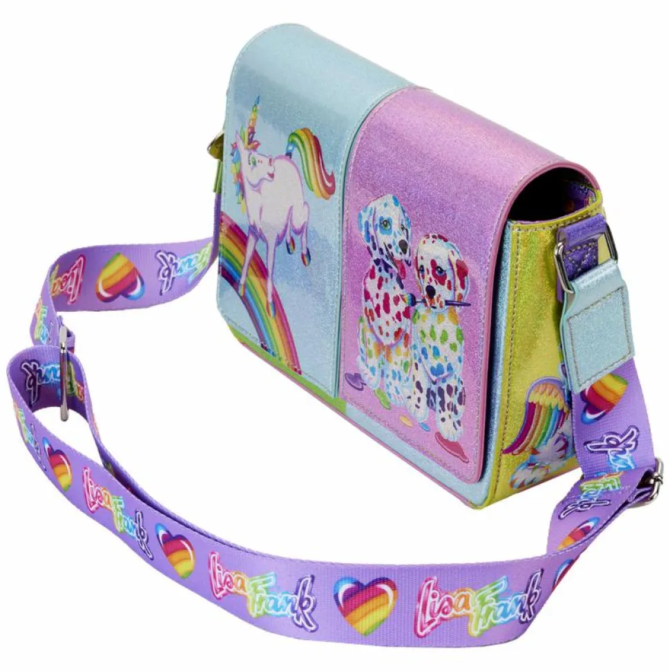 Lisa Frank - Holographic Glitter Color Block 5" Faux Leather Crossbody Bag