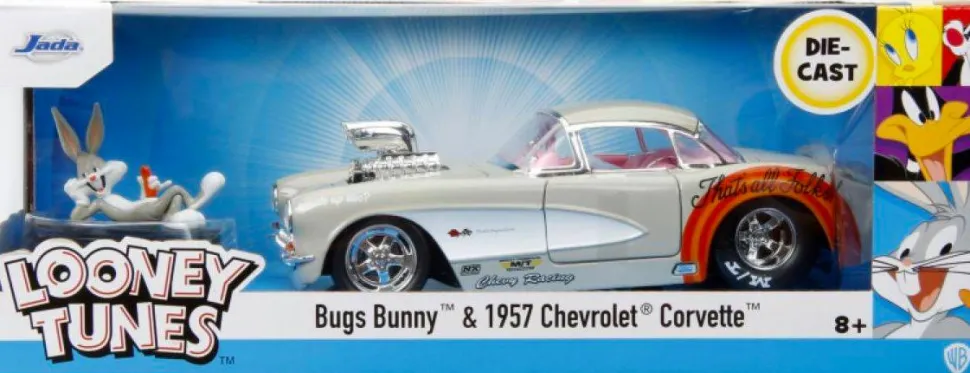 Looney Tunes - Bugs Bunny & 1957 Chevrolet Corvette Hollywood Rides 1/24th Scale Die-Cast Vehicle Replica