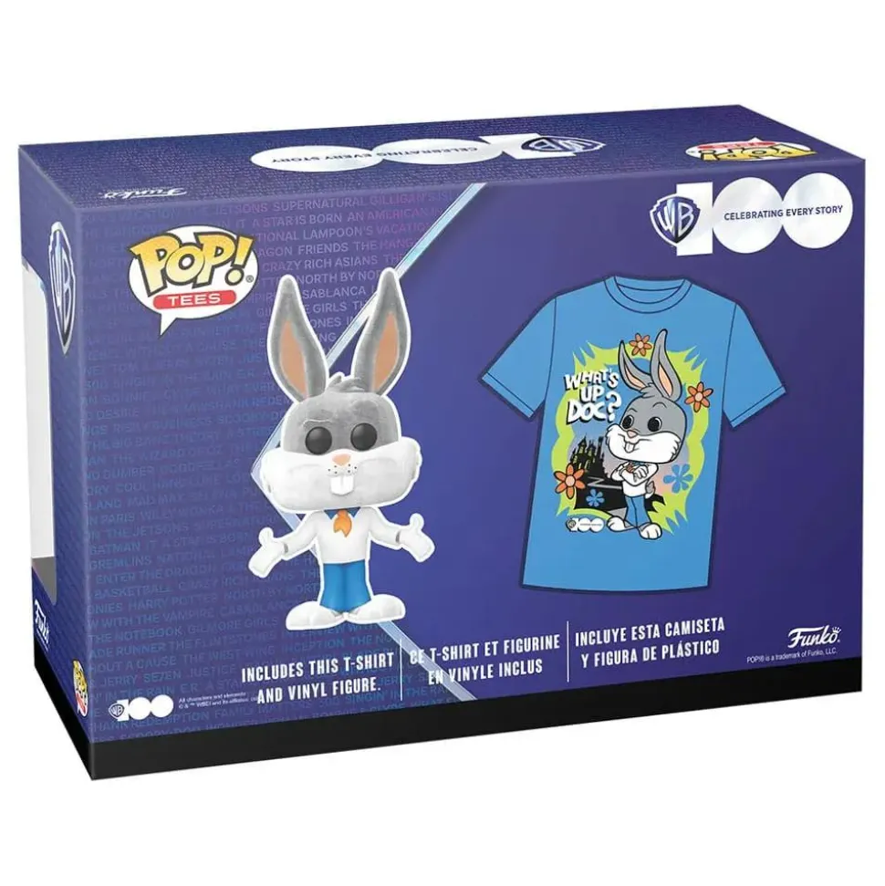 Looney Tunes x Scooby-Doo - Bugs Bunny as Fred Jones Warner Bros. 100th Anniversary Flocked Pop! Vinyl Figure & T-Shirt Box Set