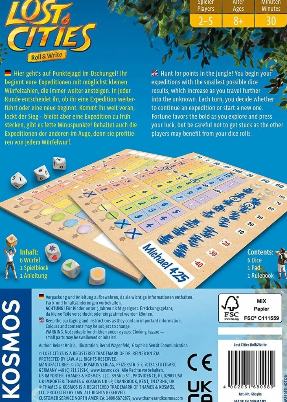 Lost Cities Roll and Write - Board Game