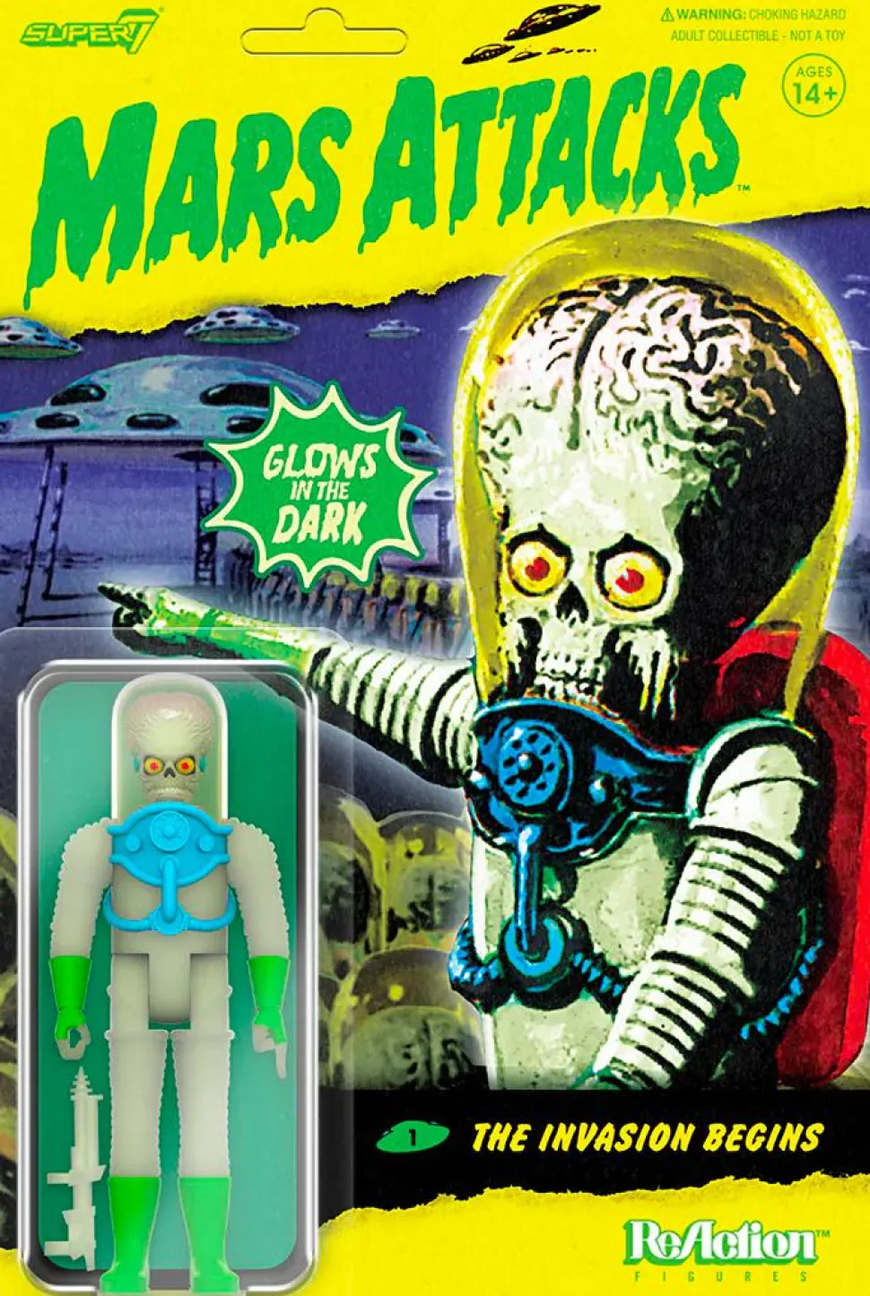 Mars Attacks - The Invasion Begins Glow in the Dark ReAction 3.75” Action Figure