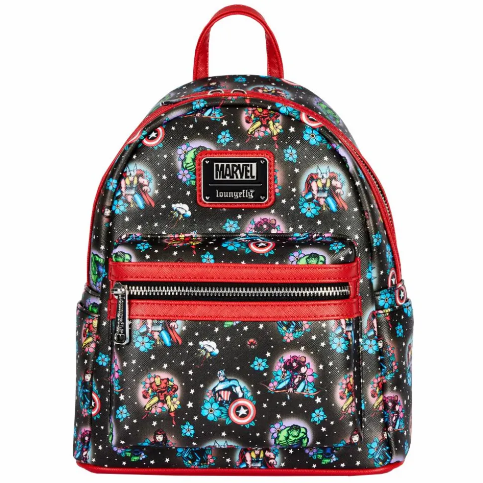 Marvel - Avengers Floral Tattoo 10” Faux Leather Mini Backpack