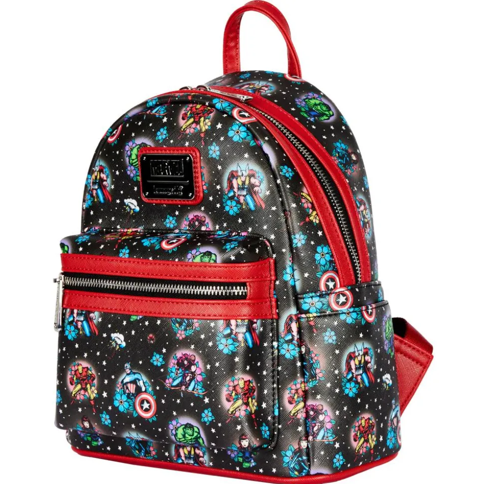 Marvel - Avengers Floral Tattoo 10” Faux Leather Mini Backpack