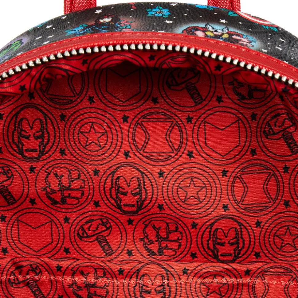Marvel - Avengers Floral Tattoo 10” Faux Leather Mini Backpack