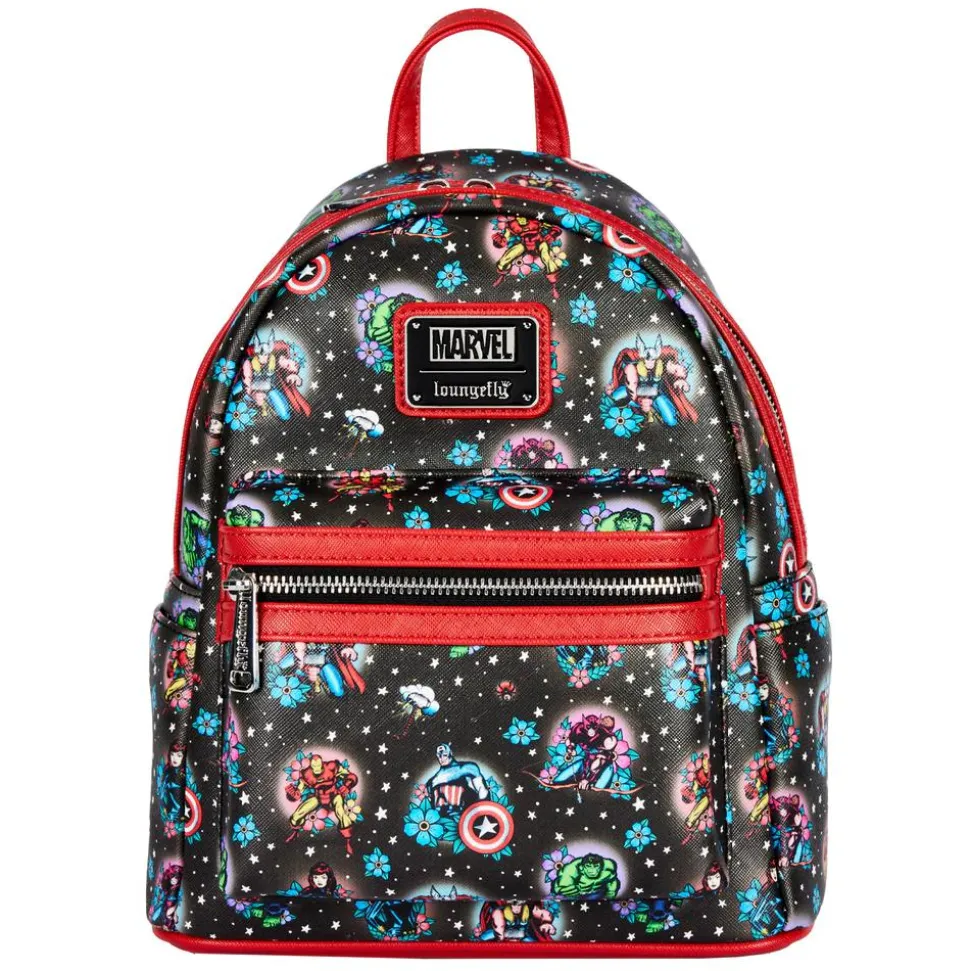Marvel - Avengers Floral Tattoo 10” Faux Leather Mini Backpack