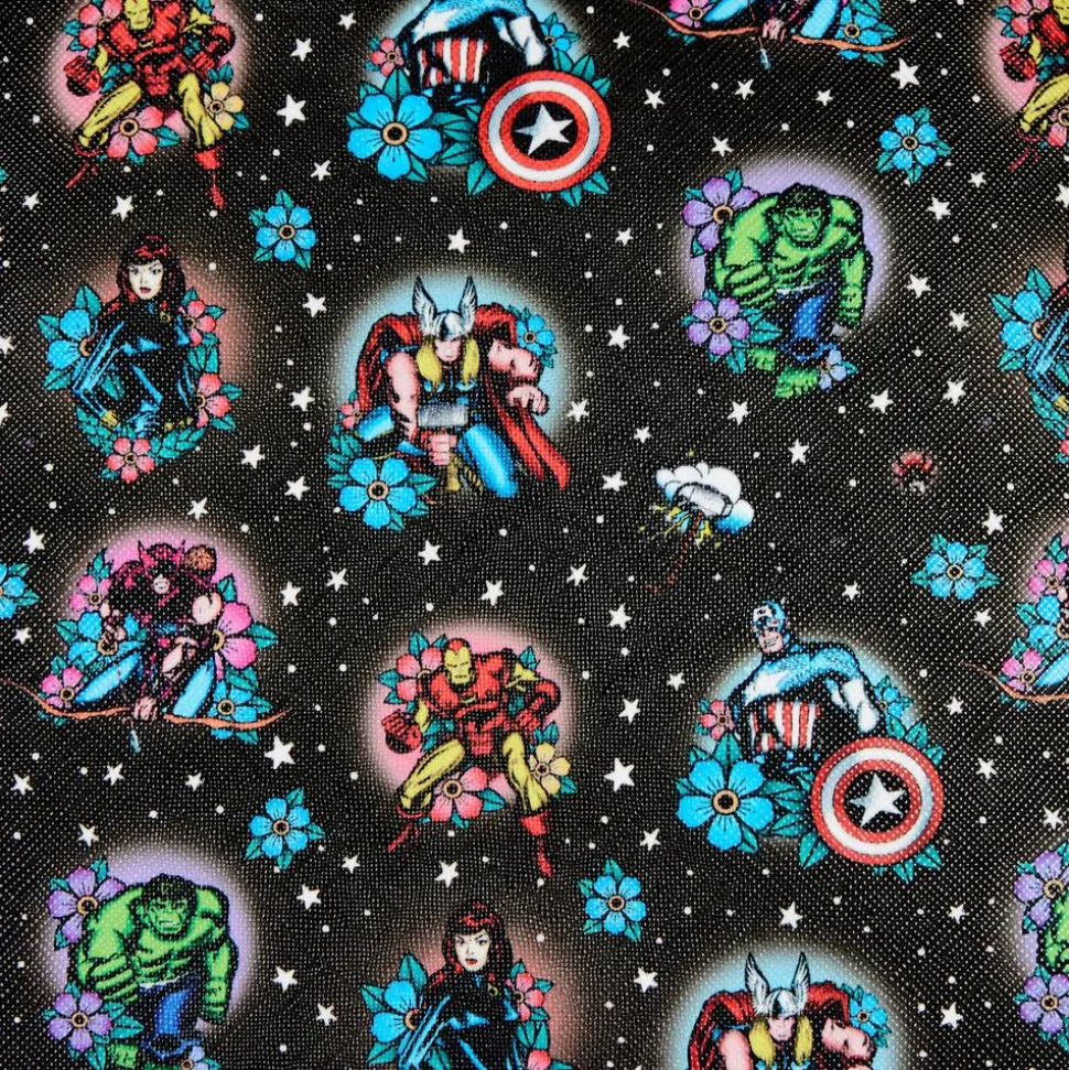 Marvel - Avengers Floral Tattoo 6” Faux Leather Shoulder Bag with Coin Bag Strap