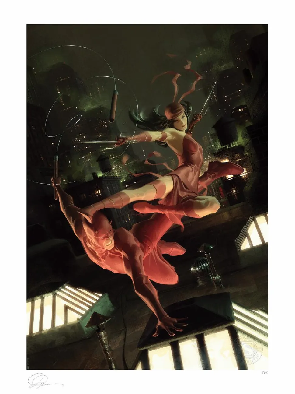 Marvel - Elektra & Daredevil Fine Art Print by Alex Garner
