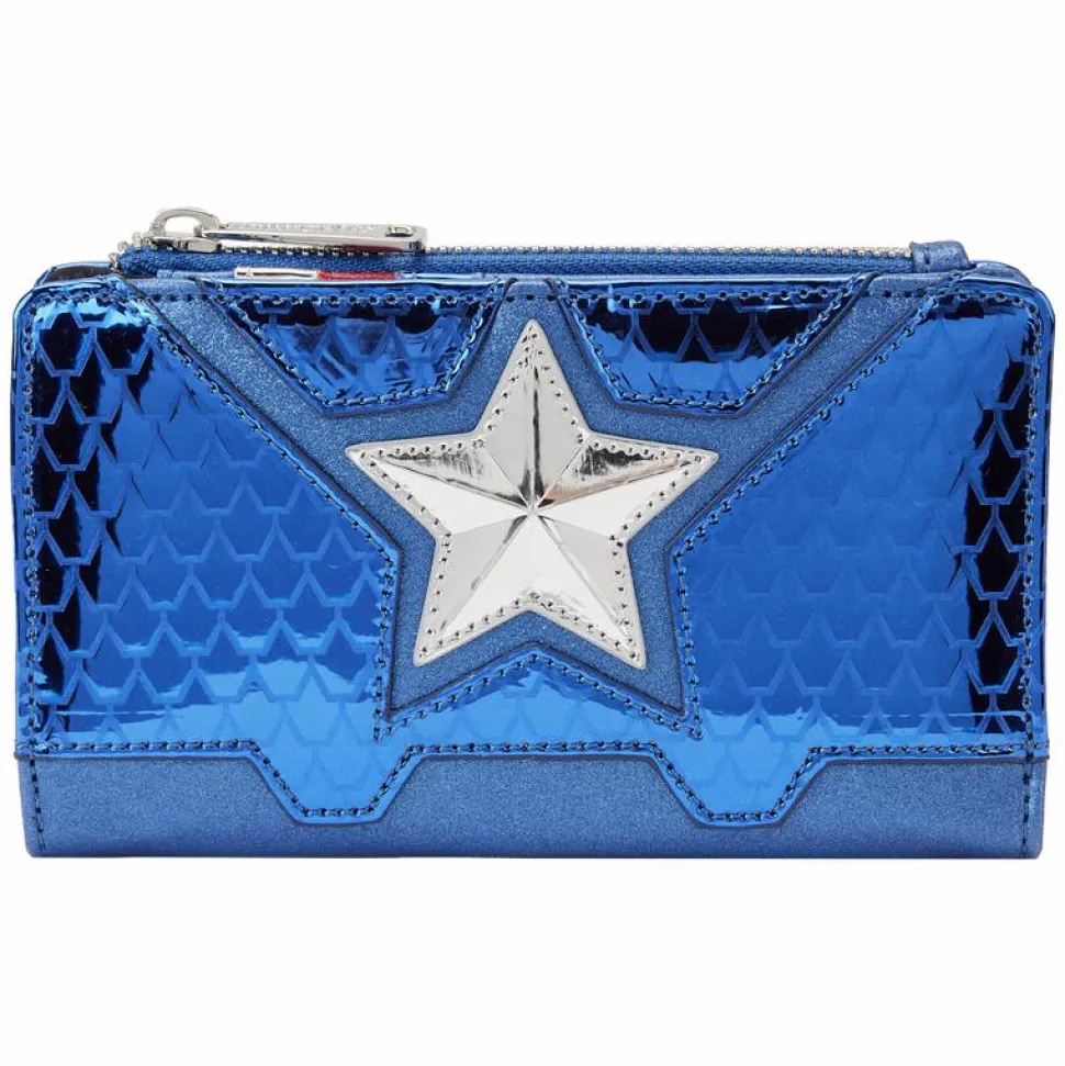 Marvel - Metallic Captain America Cosplay 4” Faux Leather Flap Wallet