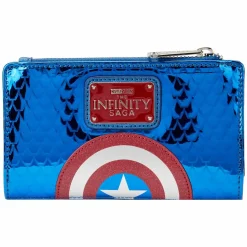 Marvel - Metallic Captain America Cosplay 4” Faux Leather Flap Wallet