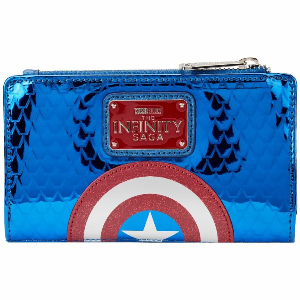 Marvel - Metallic Captain America Cosplay 4” Faux Leather Flap Wallet