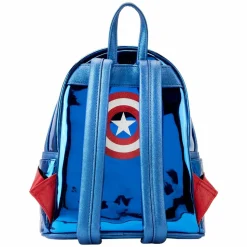 Marvel - Metallic Captain America Cosplay 10” Faux Leather Mini Backpack