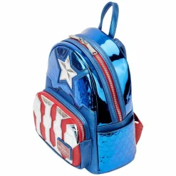 Marvel - Metallic Captain America Cosplay 10” Faux Leather Mini Backpack