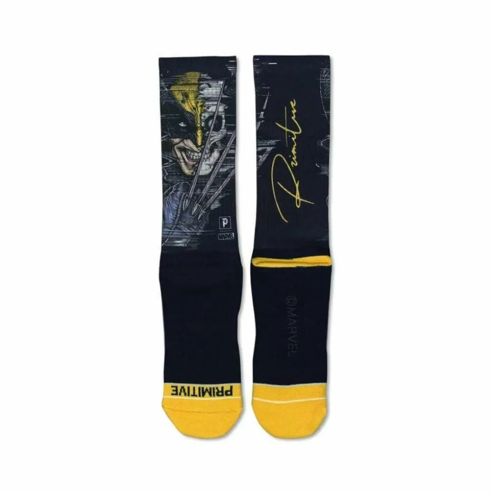 Marvel - Paul Jackson x Primitive Wolverine Navy Crew Socks (One Size)