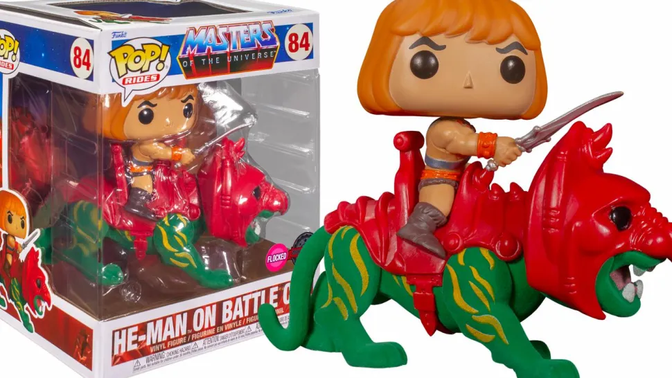 Masters of the Universe - He-Man with Battle Cat Flocked Pop! Rides Vinyl Figure