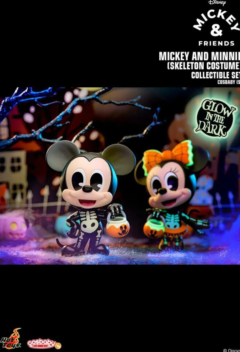 Mickey and Friends - Mickey & Minnie in Skeleton Costume Cosbaby (S) Hot Toys Figure 2-Pack