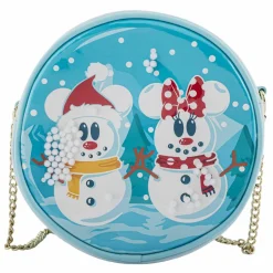 Mickey Mouse - Mickey & Minnie Mouse Snow Globe 7” Faux Leather Crossbody Bag