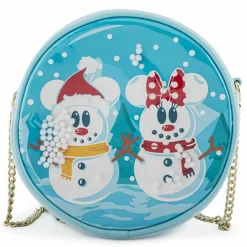 Mickey Mouse - Mickey & Minnie Mouse Snow Globe 7” Faux Leather Crossbody Bag