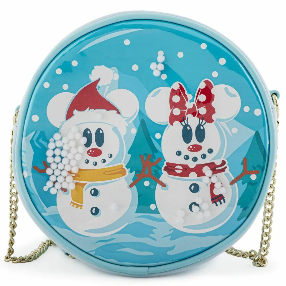 Mickey Mouse - Mickey & Minnie Mouse Snow Globe 7” Faux Leather Crossbody Bag