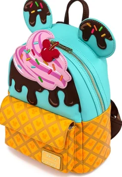 Mickey Mouse - Mickey & Minnie Mouse Sweet Treats Ice Cream Sundae 10” Faux Leather Mini Backpack