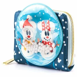 Mickey Mouse - Mickey & Minnie Mouse Snow Globe 4” Faux Leather Zip-Around Wallet