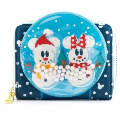 Mickey Mouse - Mickey & Minnie Mouse Snow Globe 4” Faux Leather Zip-Around Wallet
