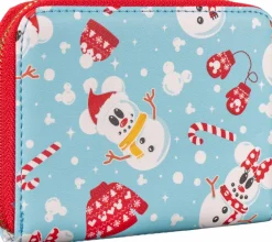 Mickey Mouse - Mickey & Minnie Mouse Snowman 4” Faux Leather Zip-Around Wallet