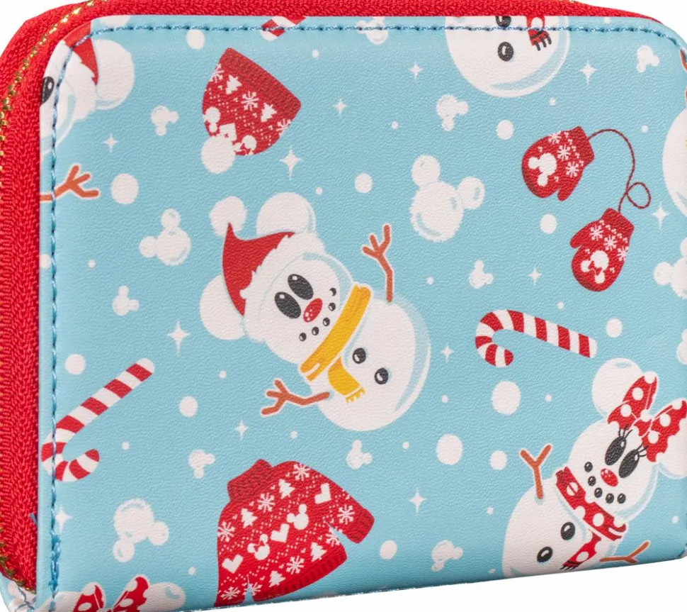 Mickey Mouse - Mickey & Minnie Mouse Snowman 4” Faux Leather Zip-Around Wallet