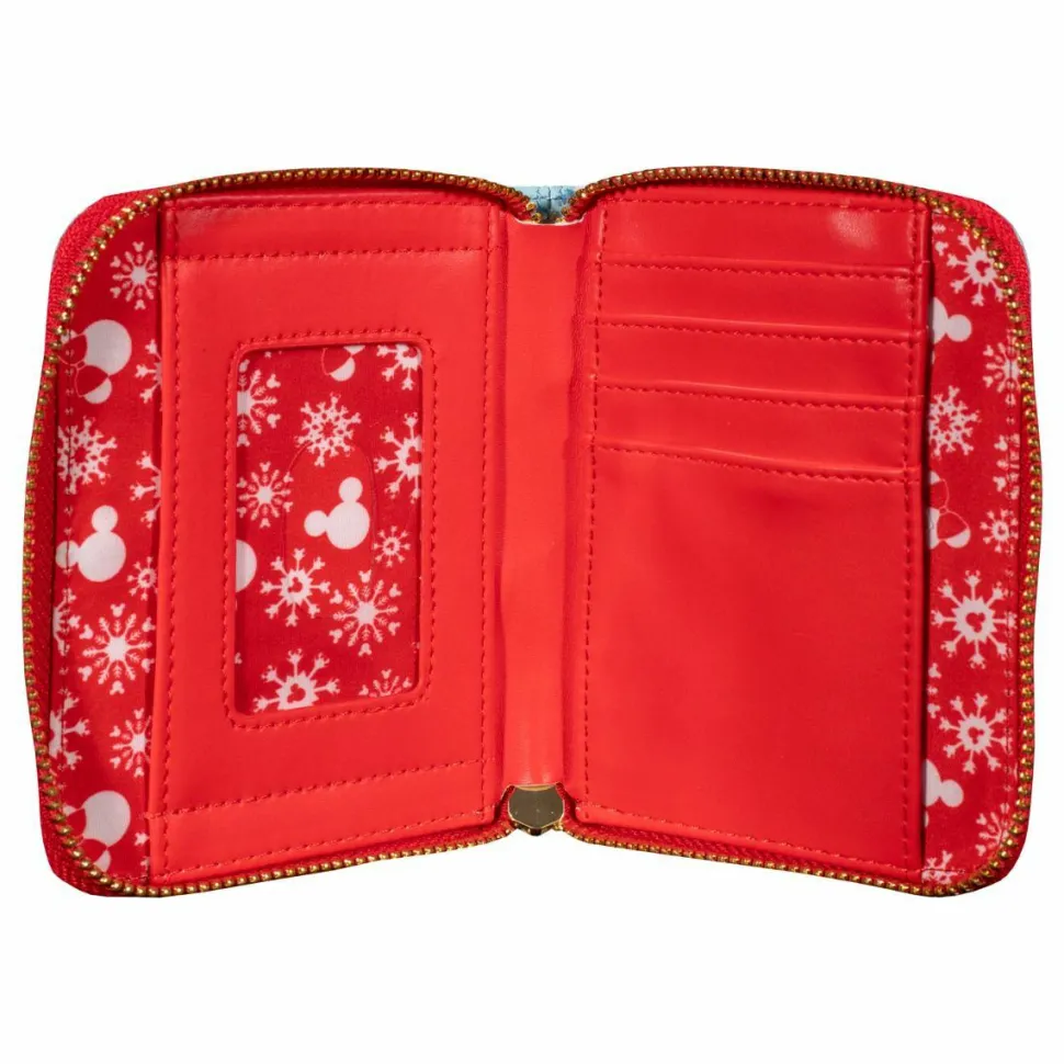 Mickey Mouse - Mickey & Minnie Mouse Snowman 4” Faux Leather Zip-Around Wallet